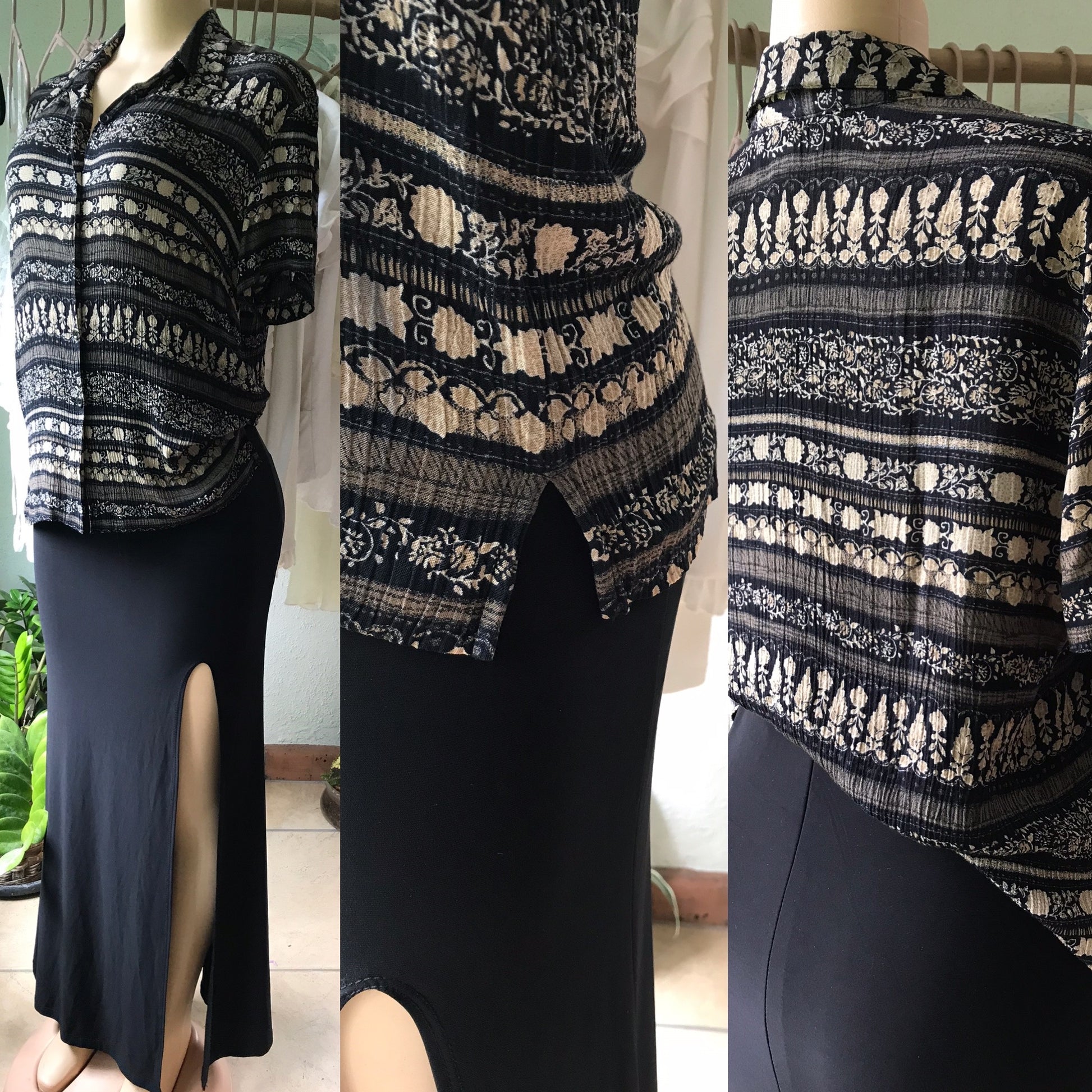 Vintage Neutral Pattern Blouse Soft