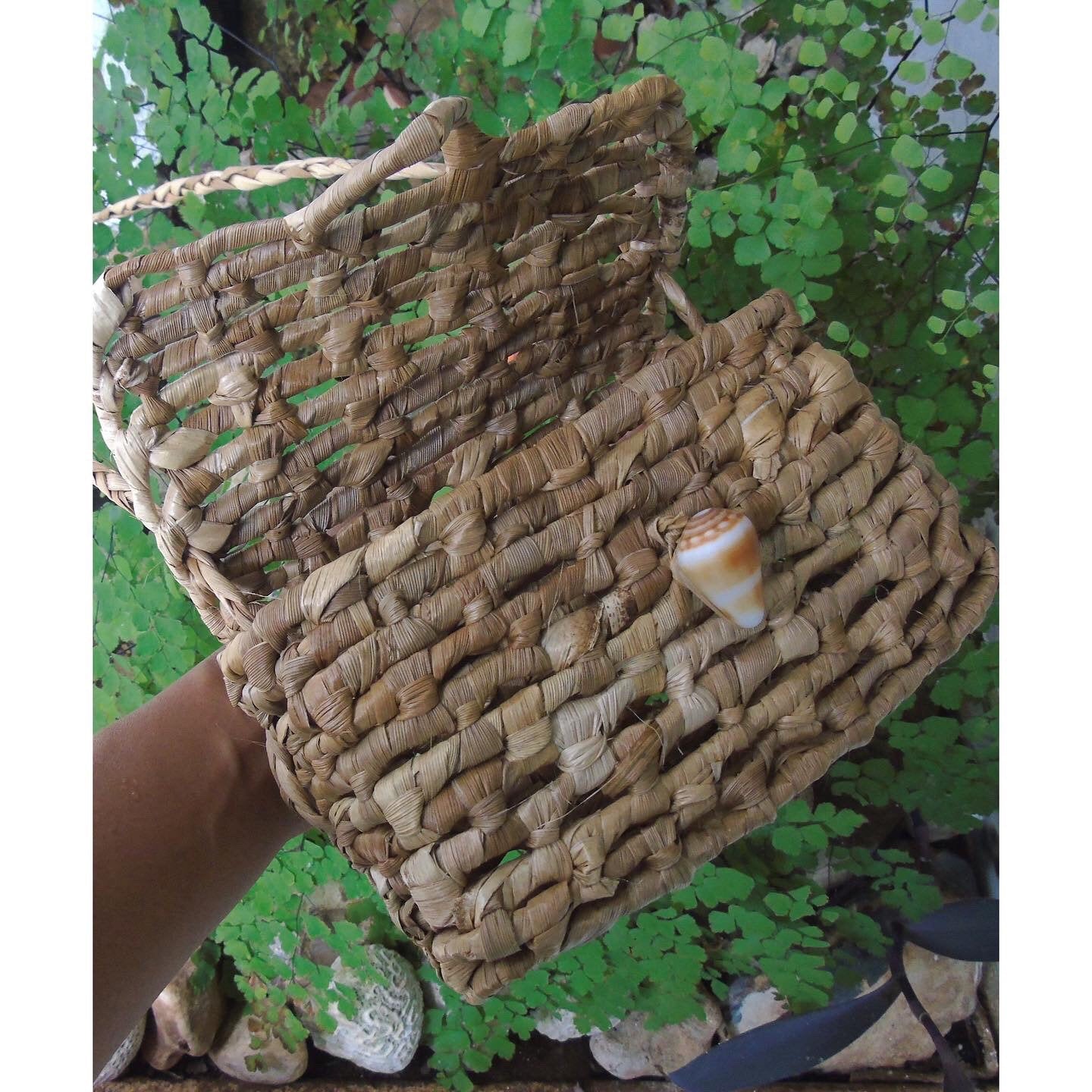 Genuine Jamaican Hand Made Woven Crossbody Straw Rattan Bag
