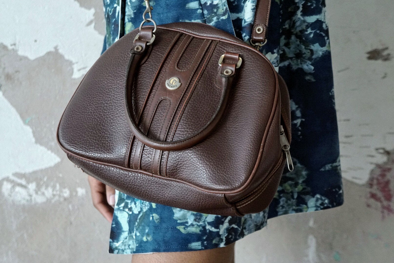 Vintage Crossbody Leather Bag Brown