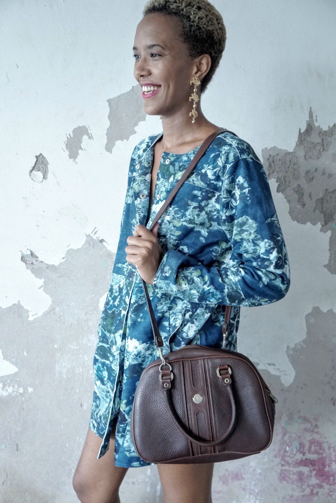 Vintage Crossbody Leather Bag Brown