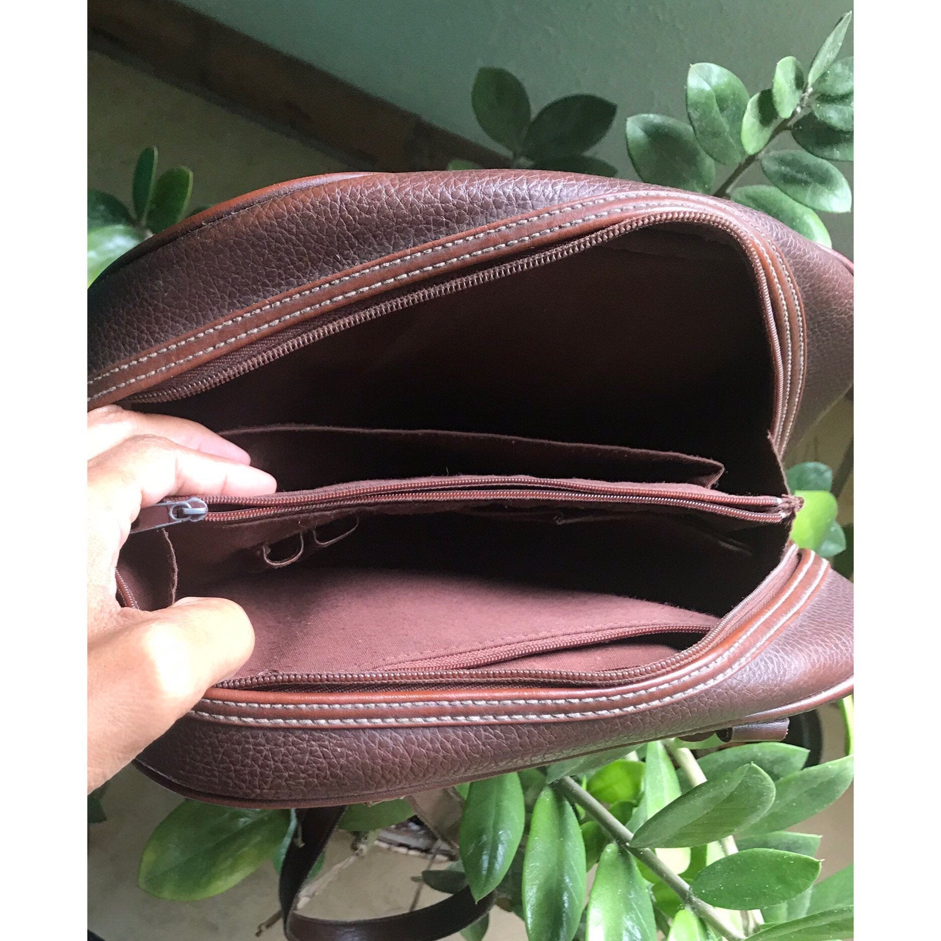 Vintage Crossbody Leather Bag Brown