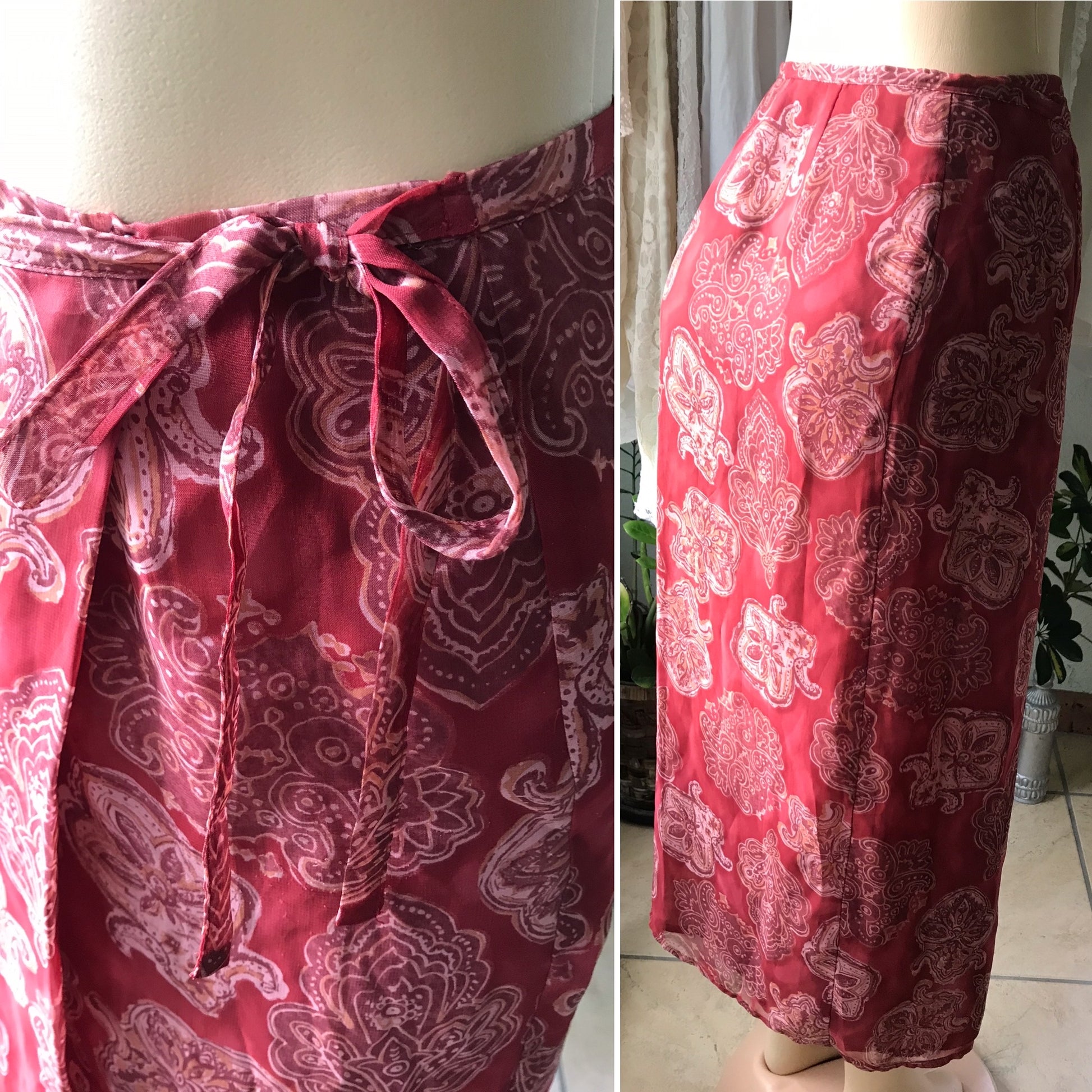 Vintage Ann Taylor Wrap Skirt Red
