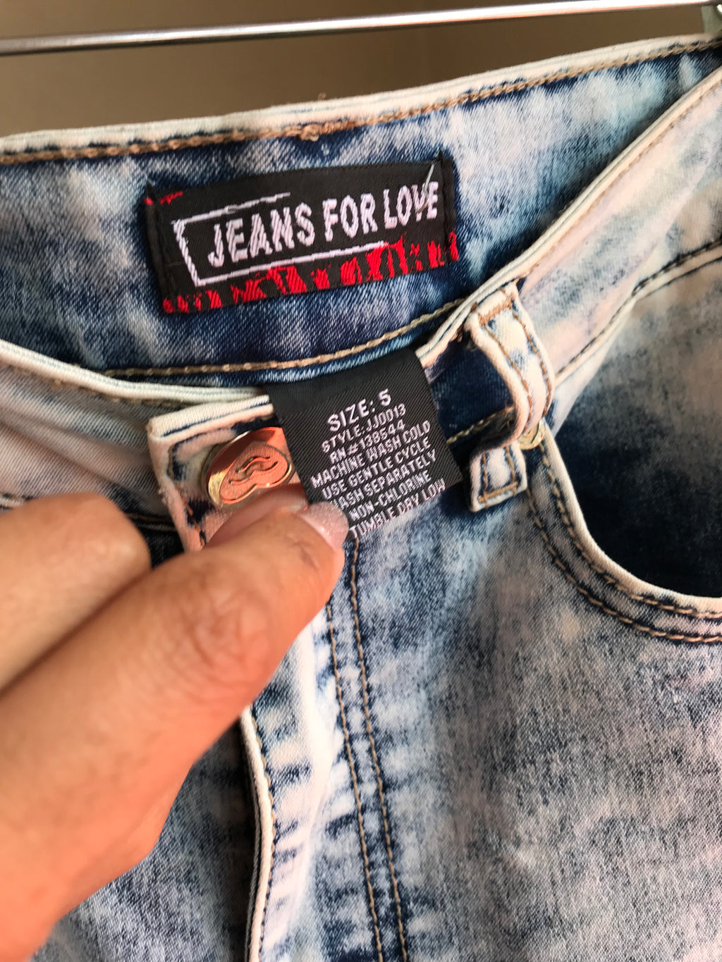 Acid Wash Jegging Distressed High Waist - Size 5 / S :::