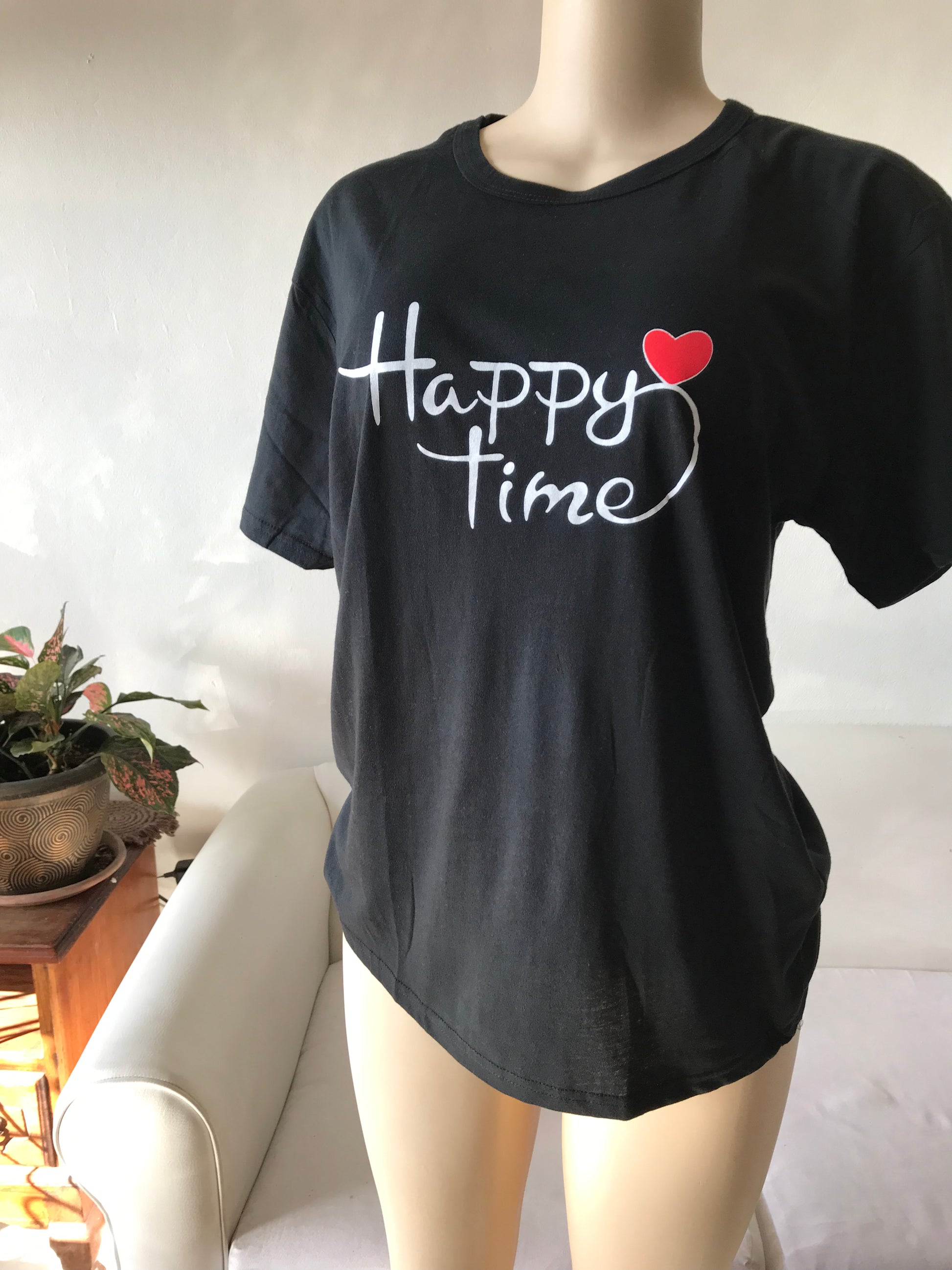 Black Happy Time Graphic Tee - M/L