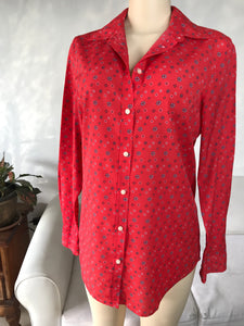 Banana Republic Red Print Button Blouse - S/M