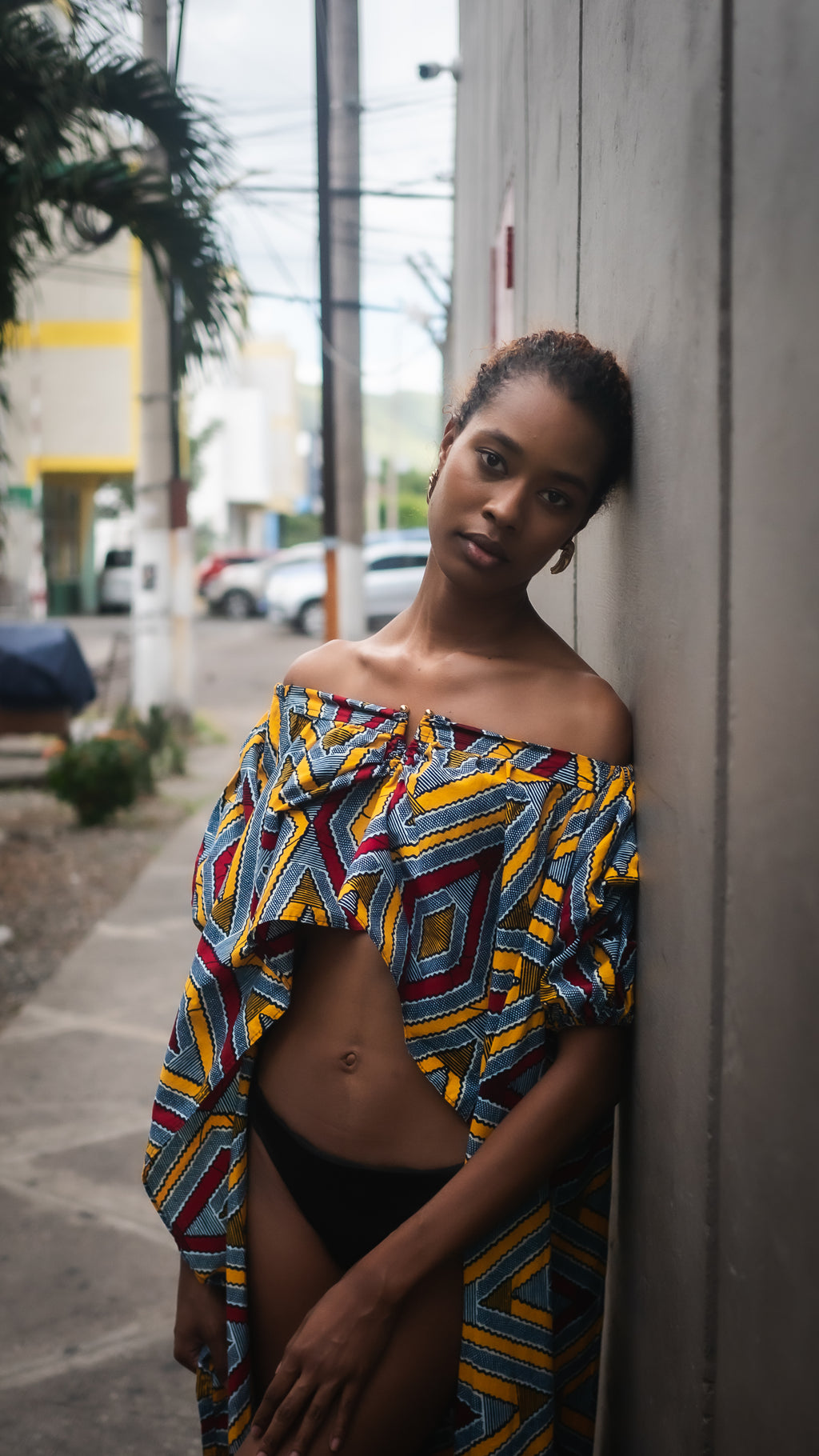 African Ankara Off the Shoulder Statement Cape Gown - M/ One Size