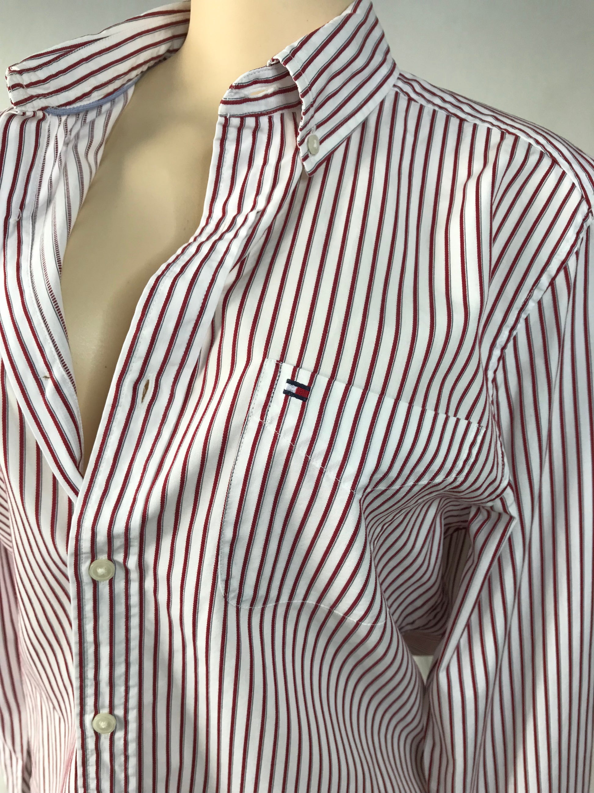 Tommy Hilfiger Men's Red Stripe 80s 2Ply Shirt | M