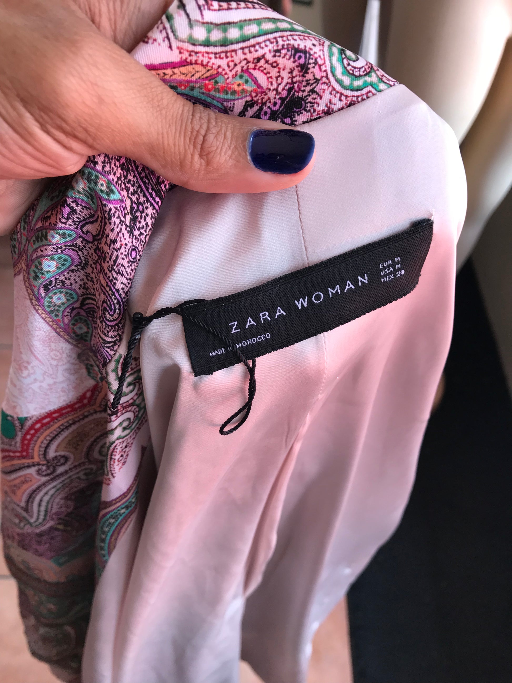 Zara Silky Coat Dress Pink Paisley - M