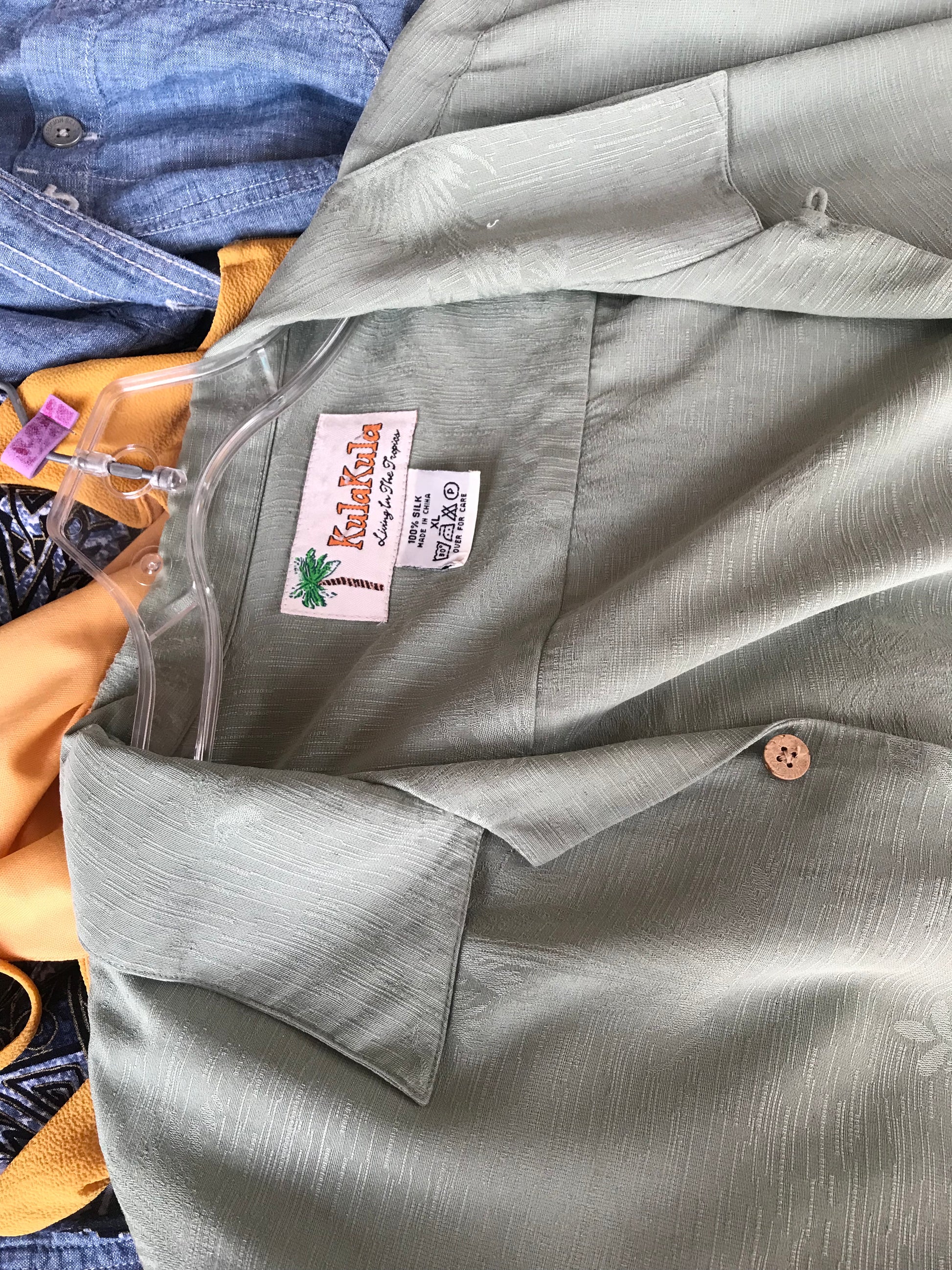 Vintage Palm Print shirt earth green men's