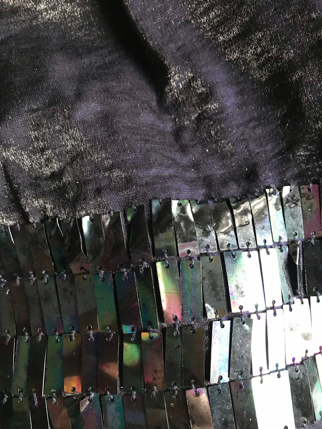 Vintage Midnight Velvet Dress with Sequin Border Detail •••