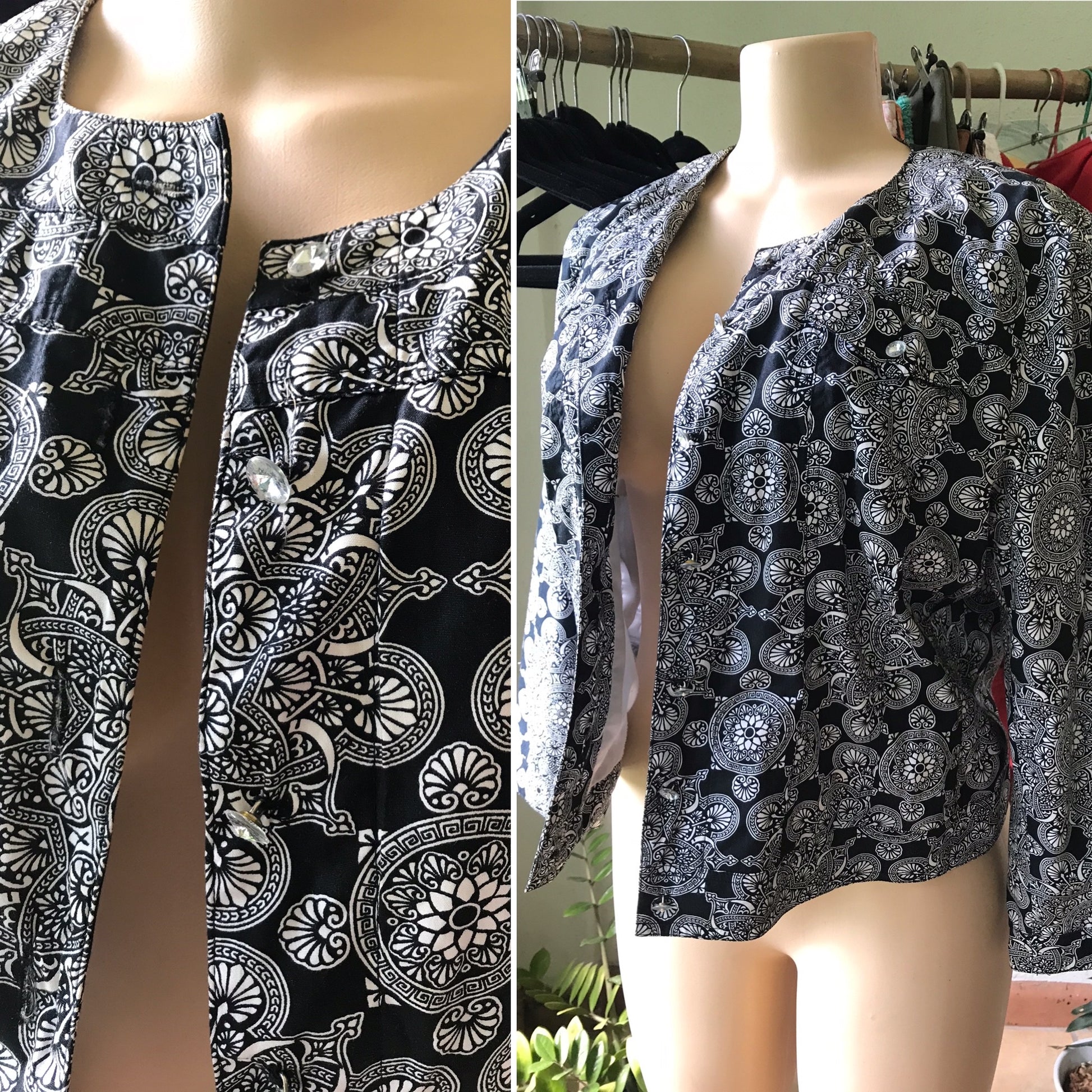 90s Vintage B&W Mandala Jacket 100% Cotton