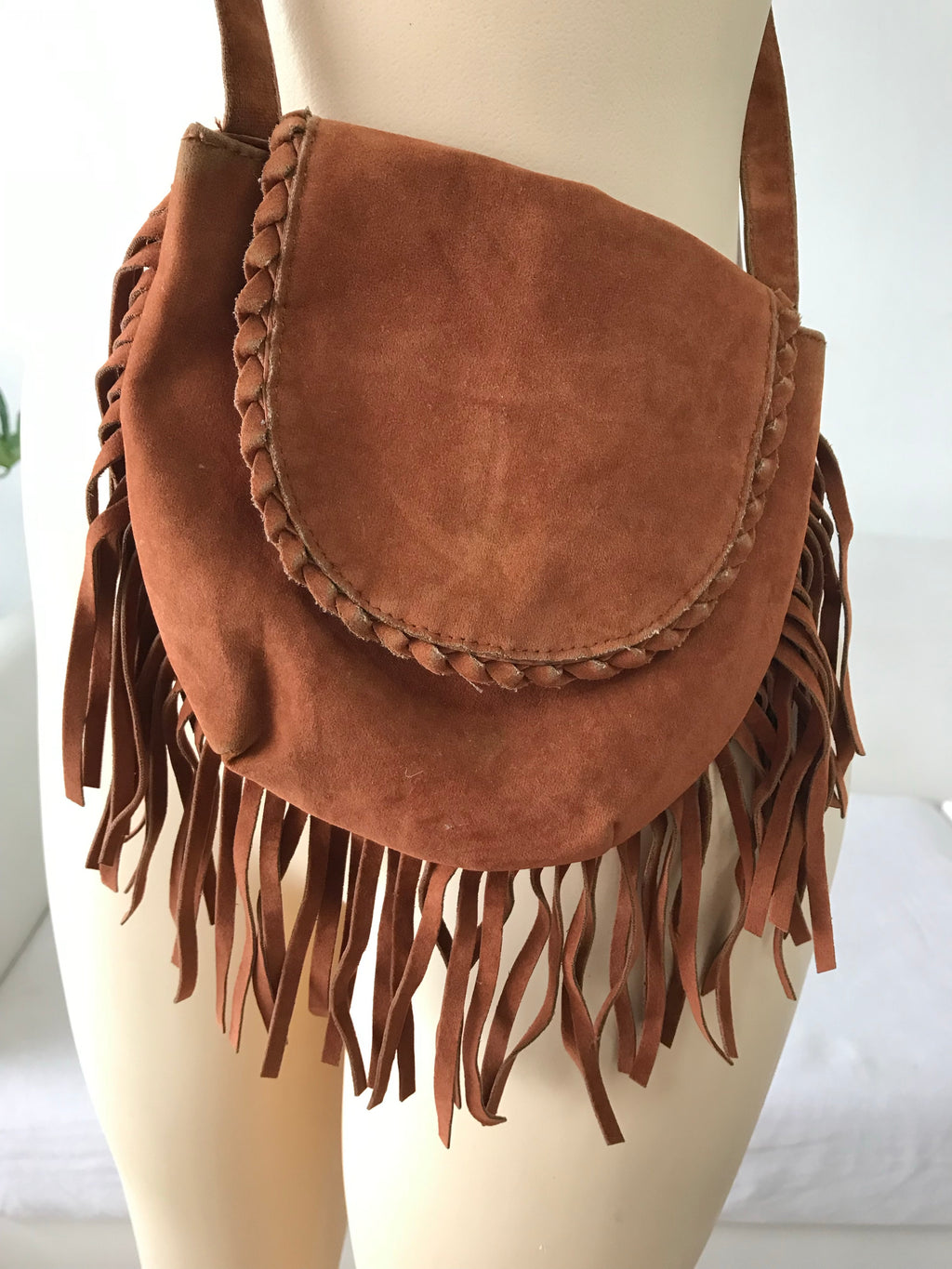 Brown Leather Fringe Crossbody Bag