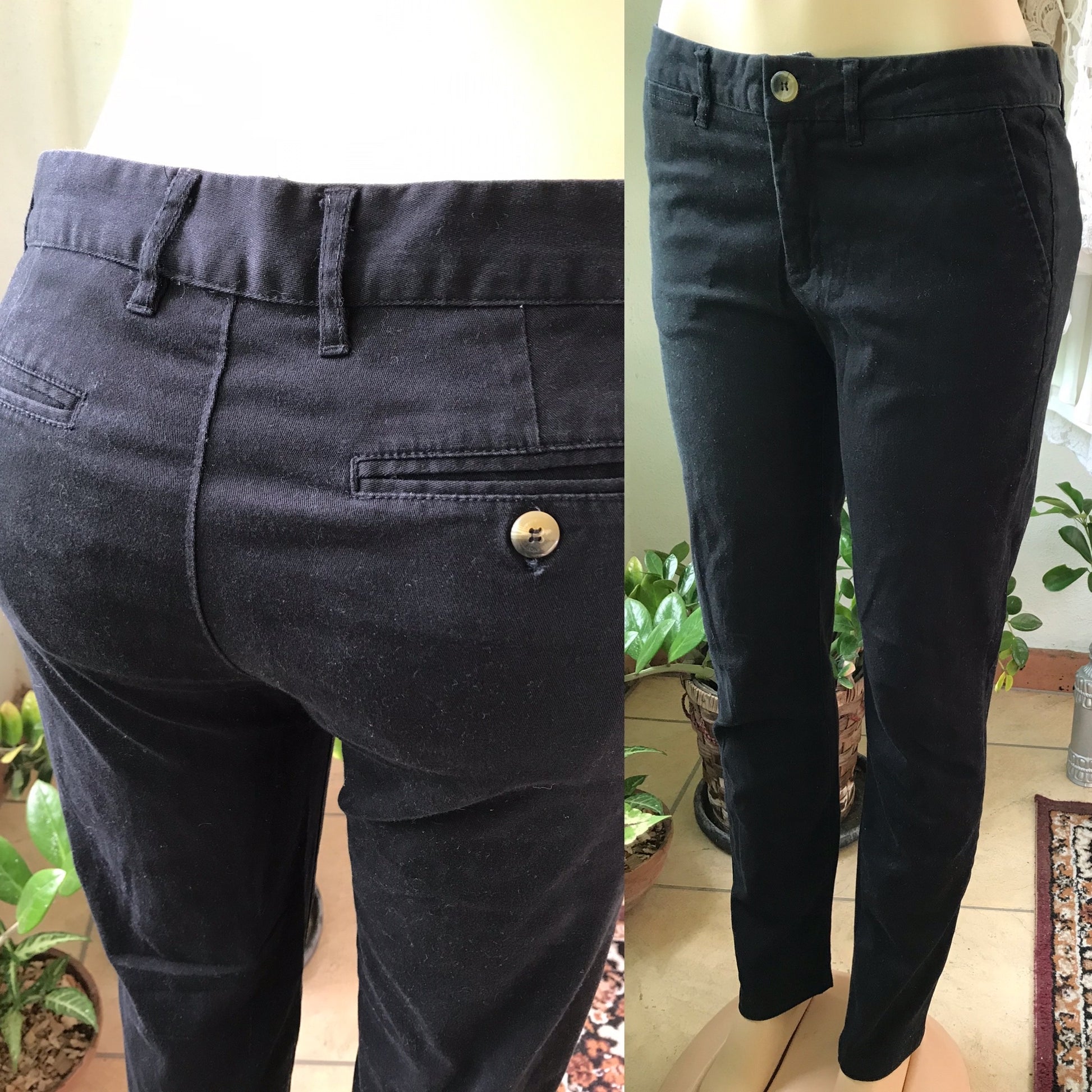 Black Cotton Dress Pants Slim Fit