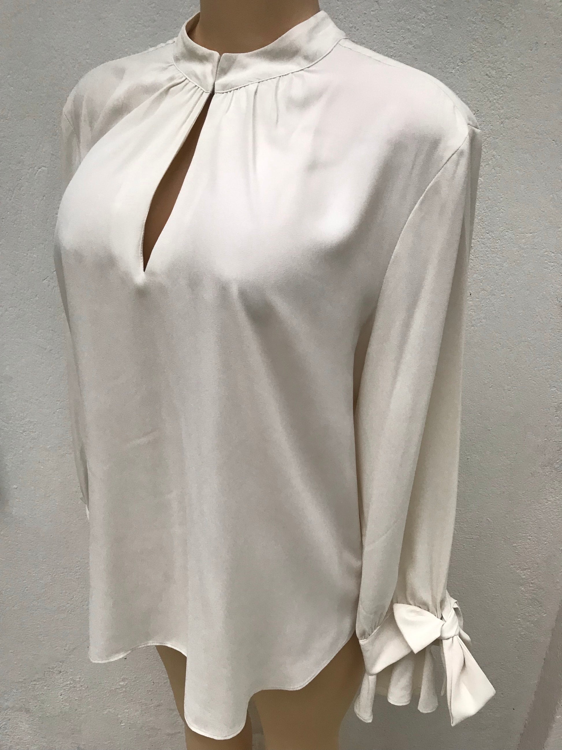Ann Taylor White Tied Sleeve Blouse