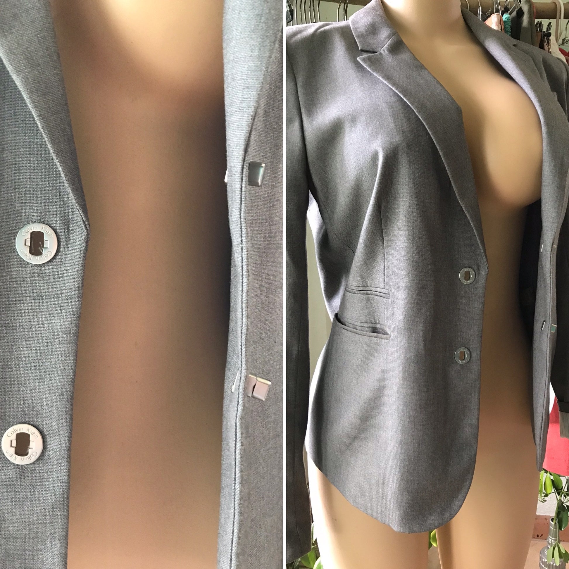 Calvin Klein Grey Fancy Twist Clasp Blazer