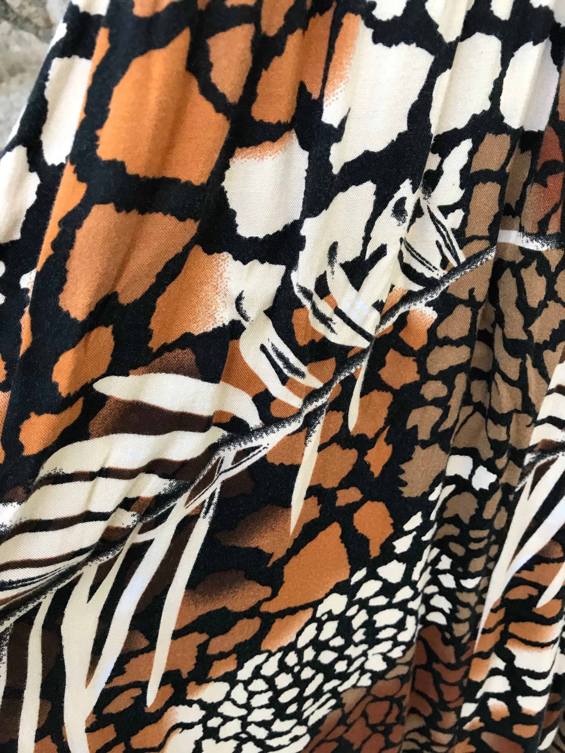 Vintage African Print Leaf Maxi dress - S/M