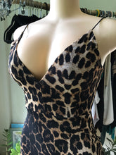 Load image into Gallery viewer, Cheetah Print Backless Dress Mesh Look
