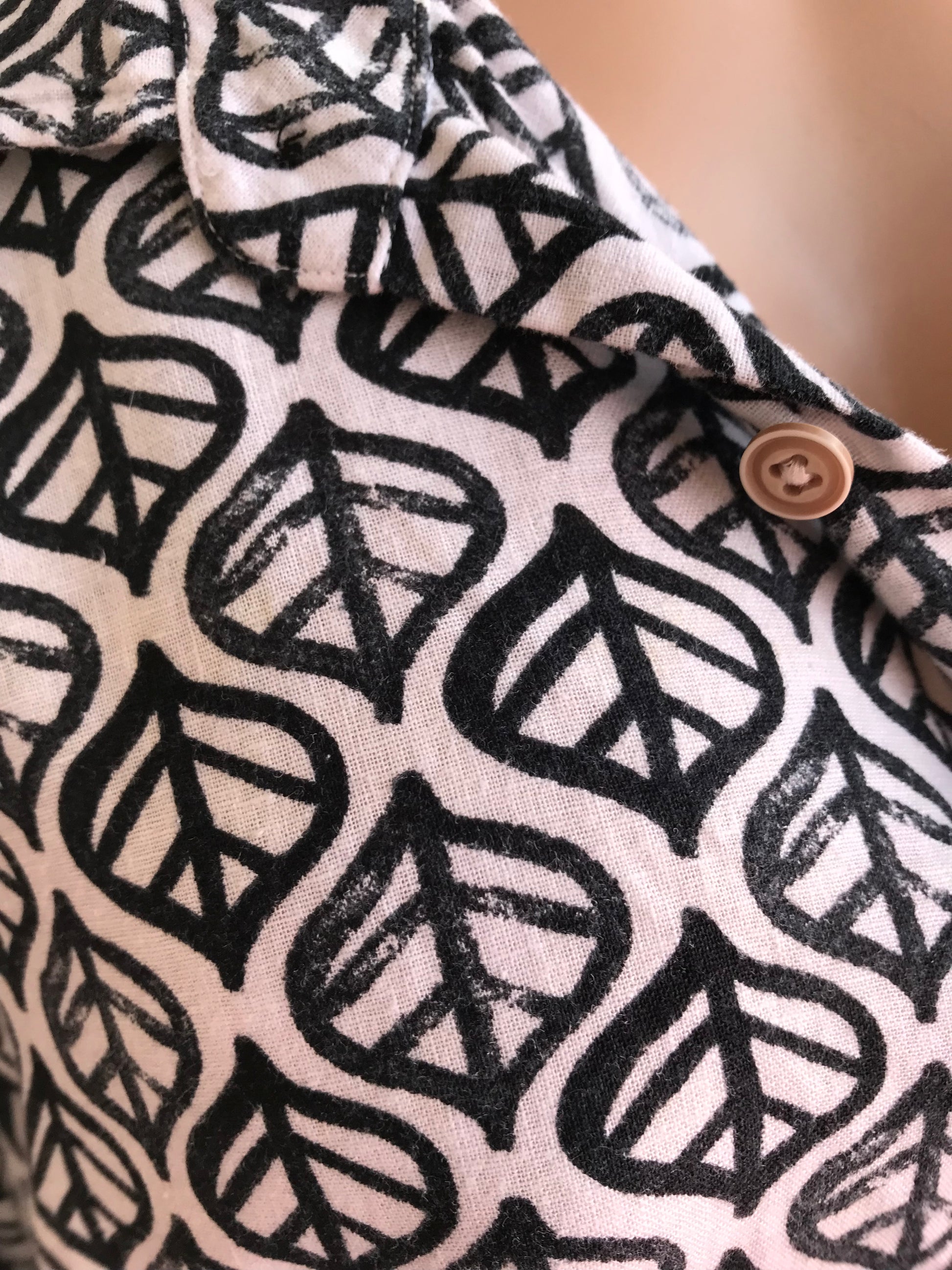Vintage Linen Blend Leaf Graphic Shirt Men's - /XL