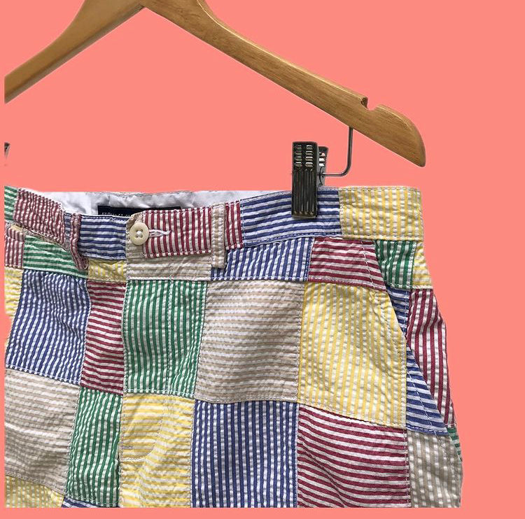 Vintage Ralph Lauren Pastel Patchwork Mini Skirt M/L