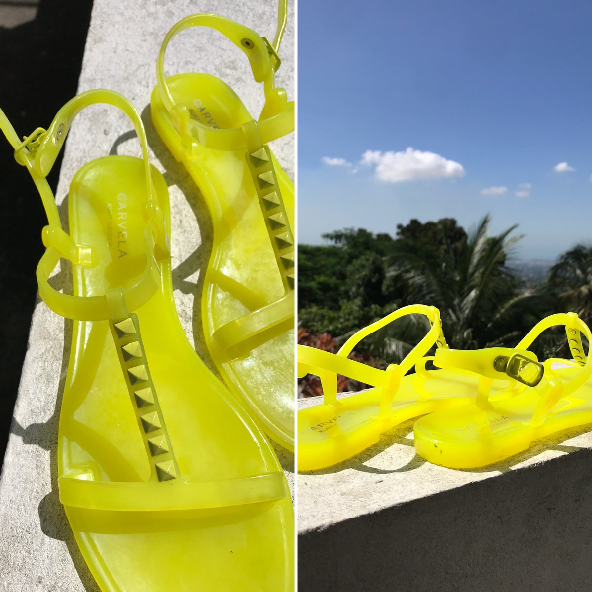 New Carvela Kurt Geiger UK Neon Rubber Sandals