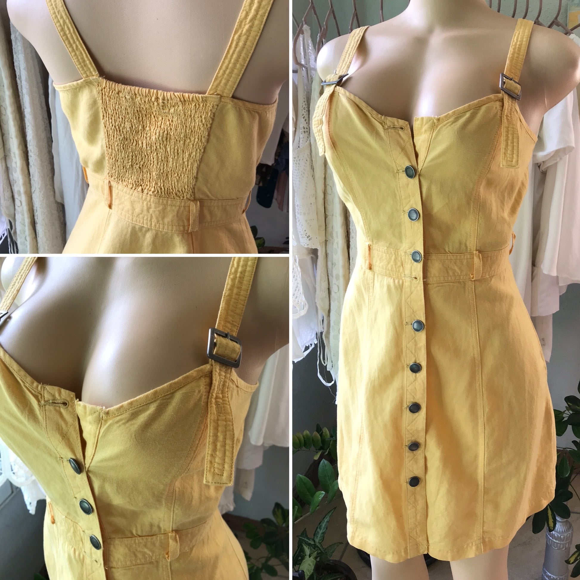 90s Forever 21 Mustard Linen Sun Dress