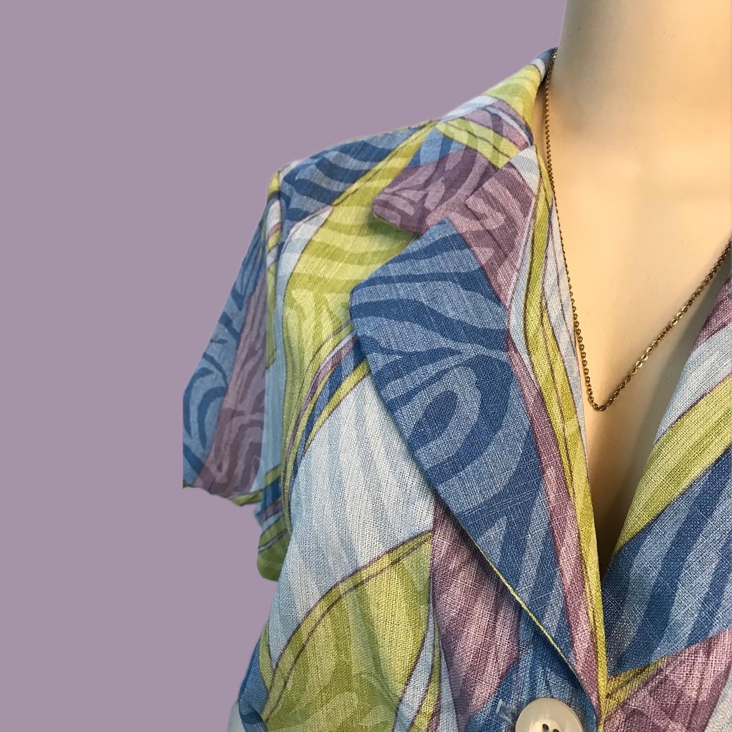 80s Two Tone Pattern Light Jacket ^^^ M/L