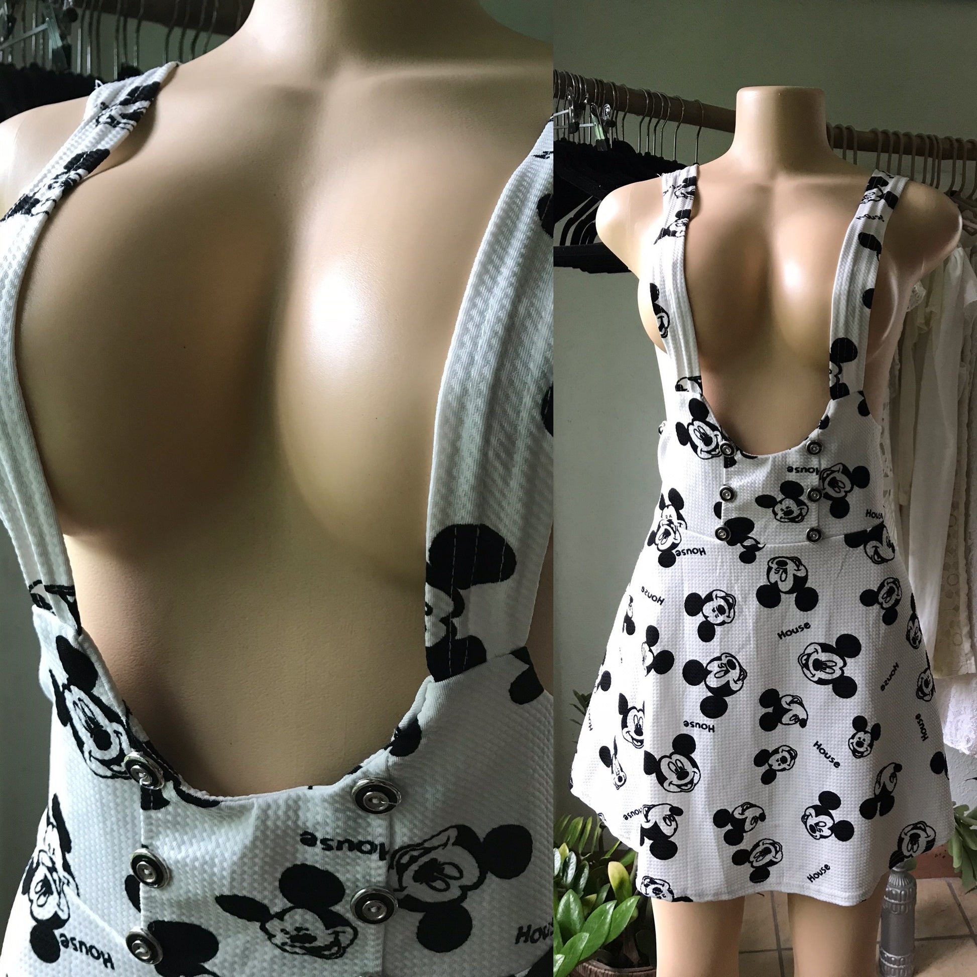 B&W Mickey Mouse Novelty Overall Dress