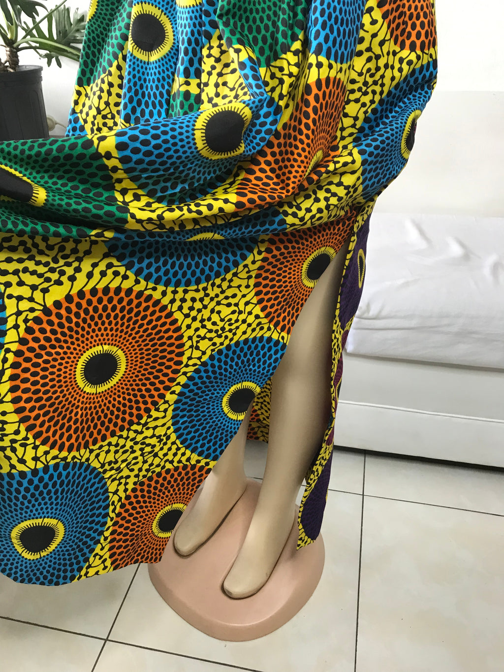 African Adinkra Print Balloon Maxi Skirt Set - S