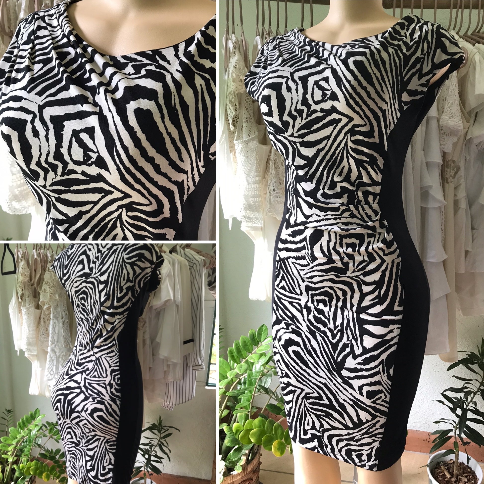 B&W Zebra Stripe Bodycon Dress