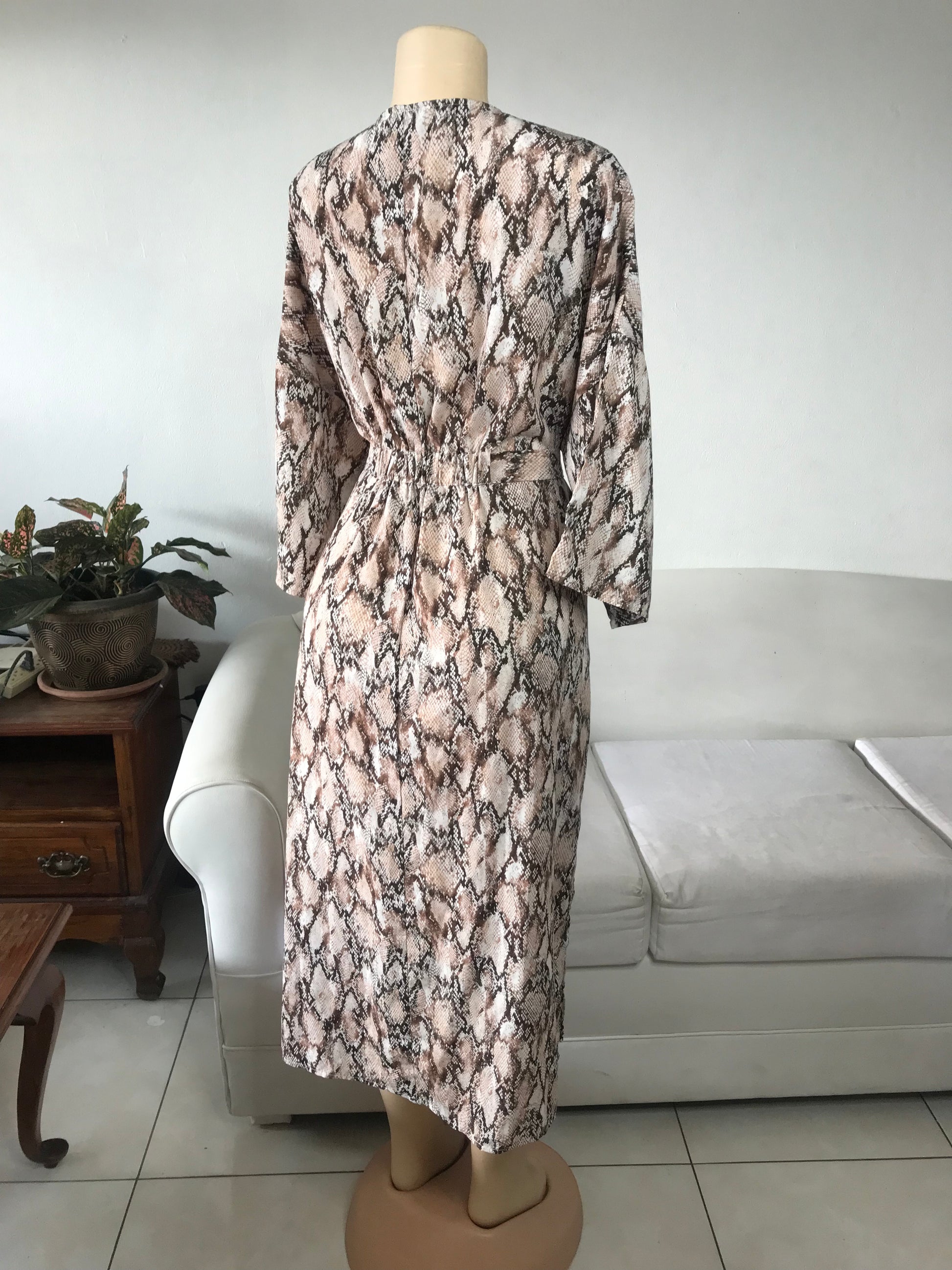 Snakeskin Nude Maxi Robe / Kimono - L