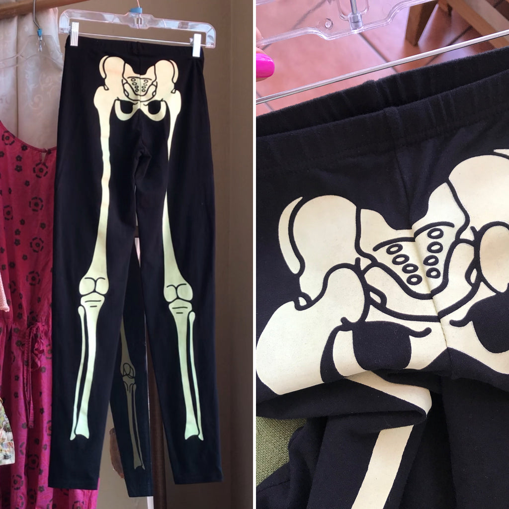 Black Punk Skelleton Leggings - M