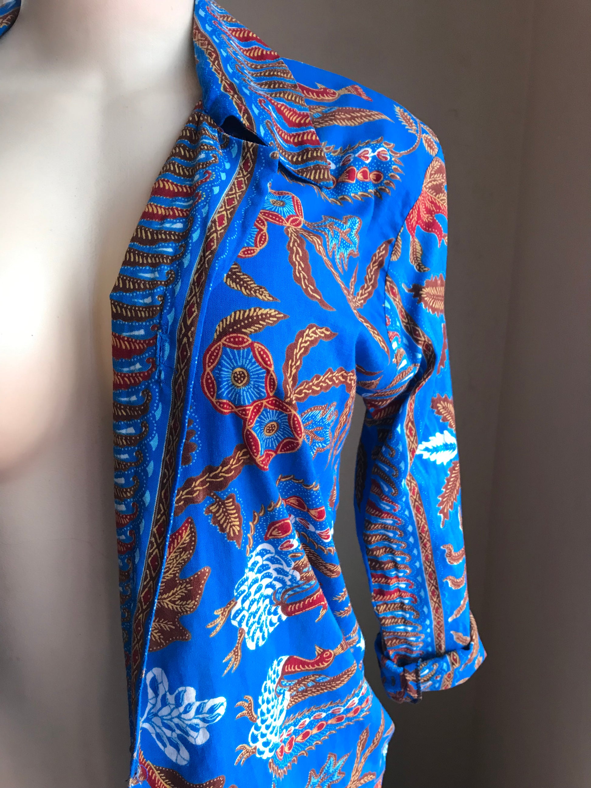 African Print Light Jacket Blue
