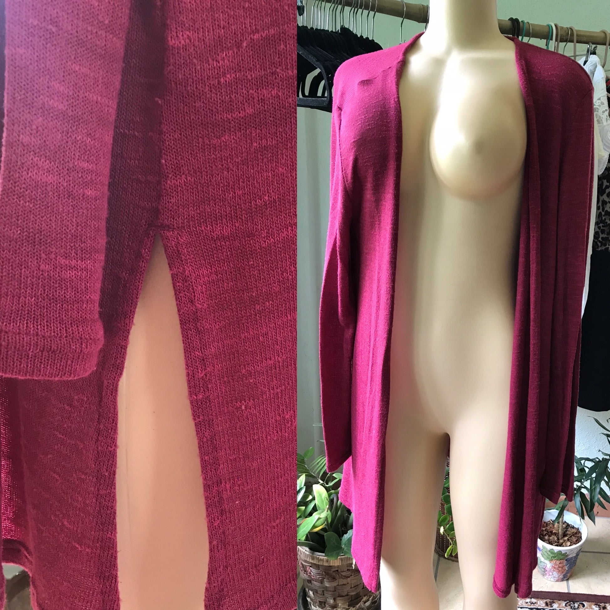 H&M Maroon Long Cardigan with Slits