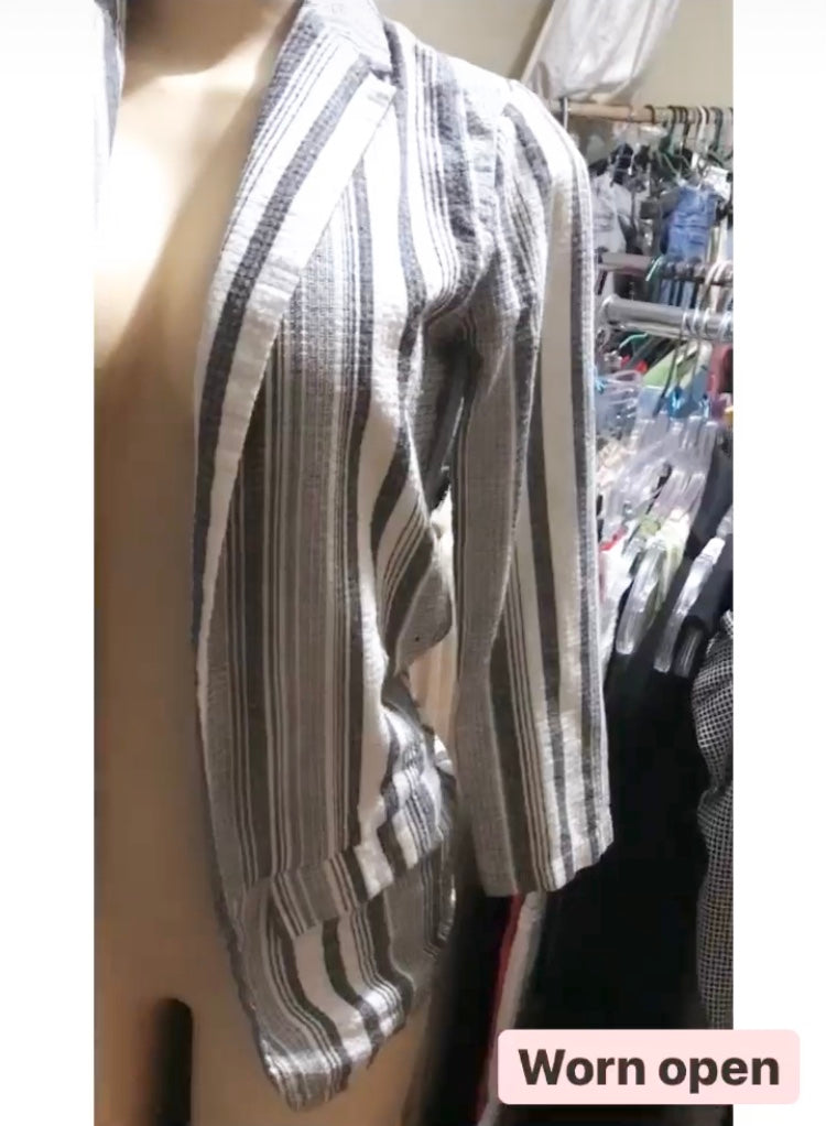 Fashion Nova Cotton Monochrome Stripe Jacket XS/S