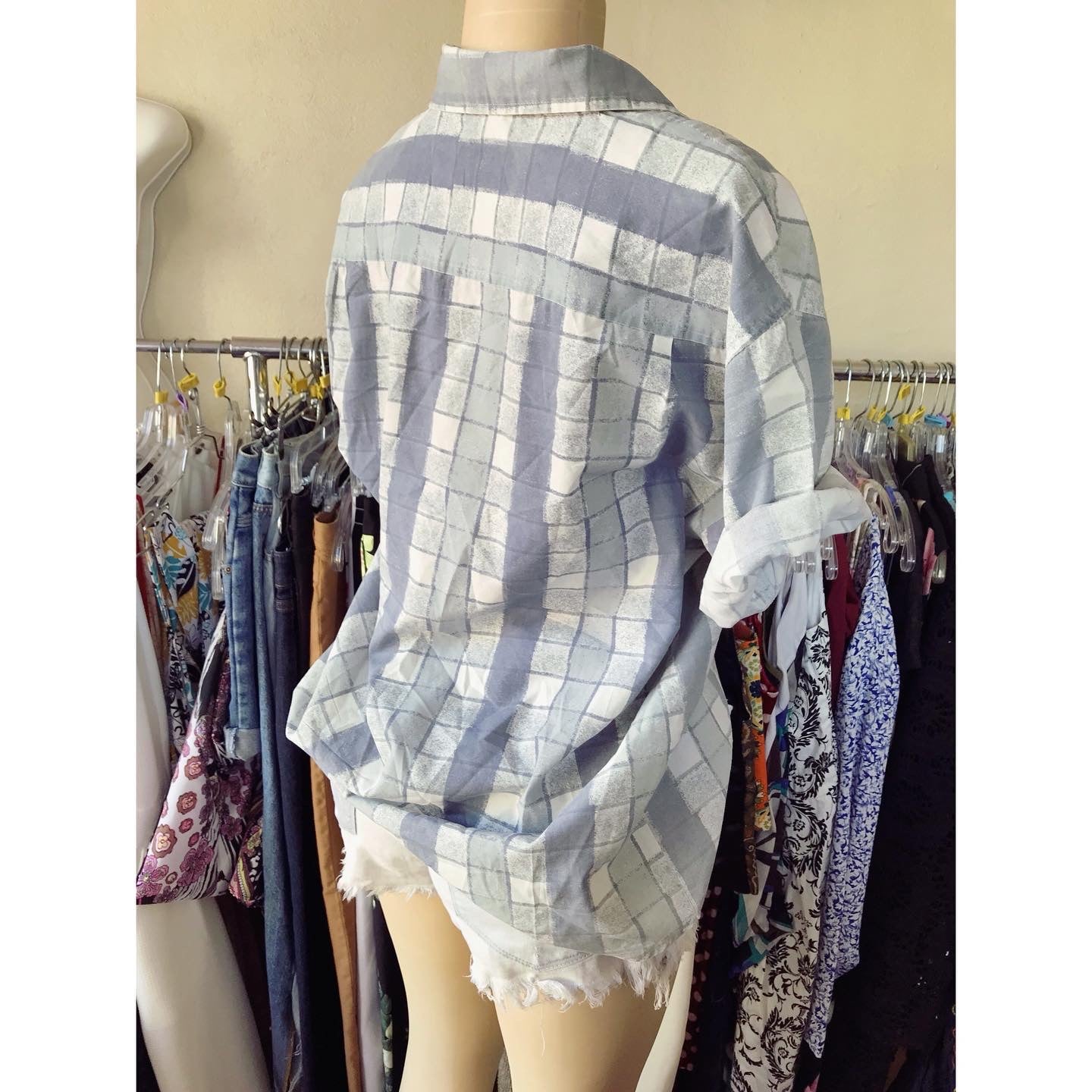 Vintage Mens Shirt Blues Block