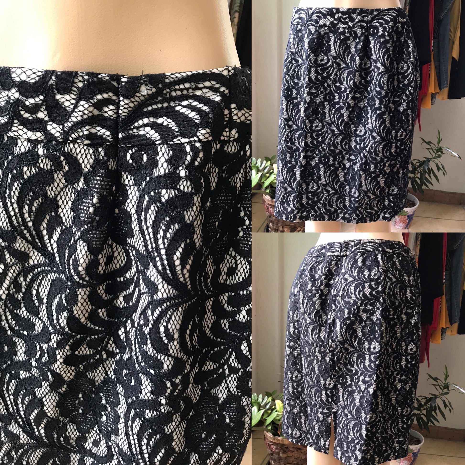 Black and Cream Worthington Lace Occasion Skirt