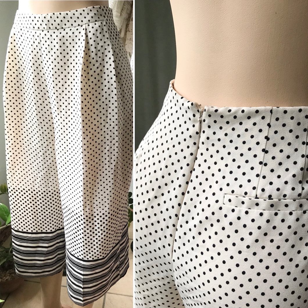 Topshop UK Cream Polka Balloon Cut Pants (Pockets)