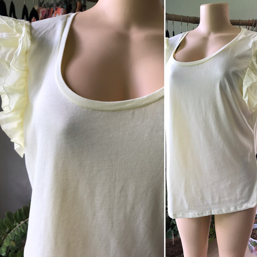 New H&M Pastel Yellow Frill Tee