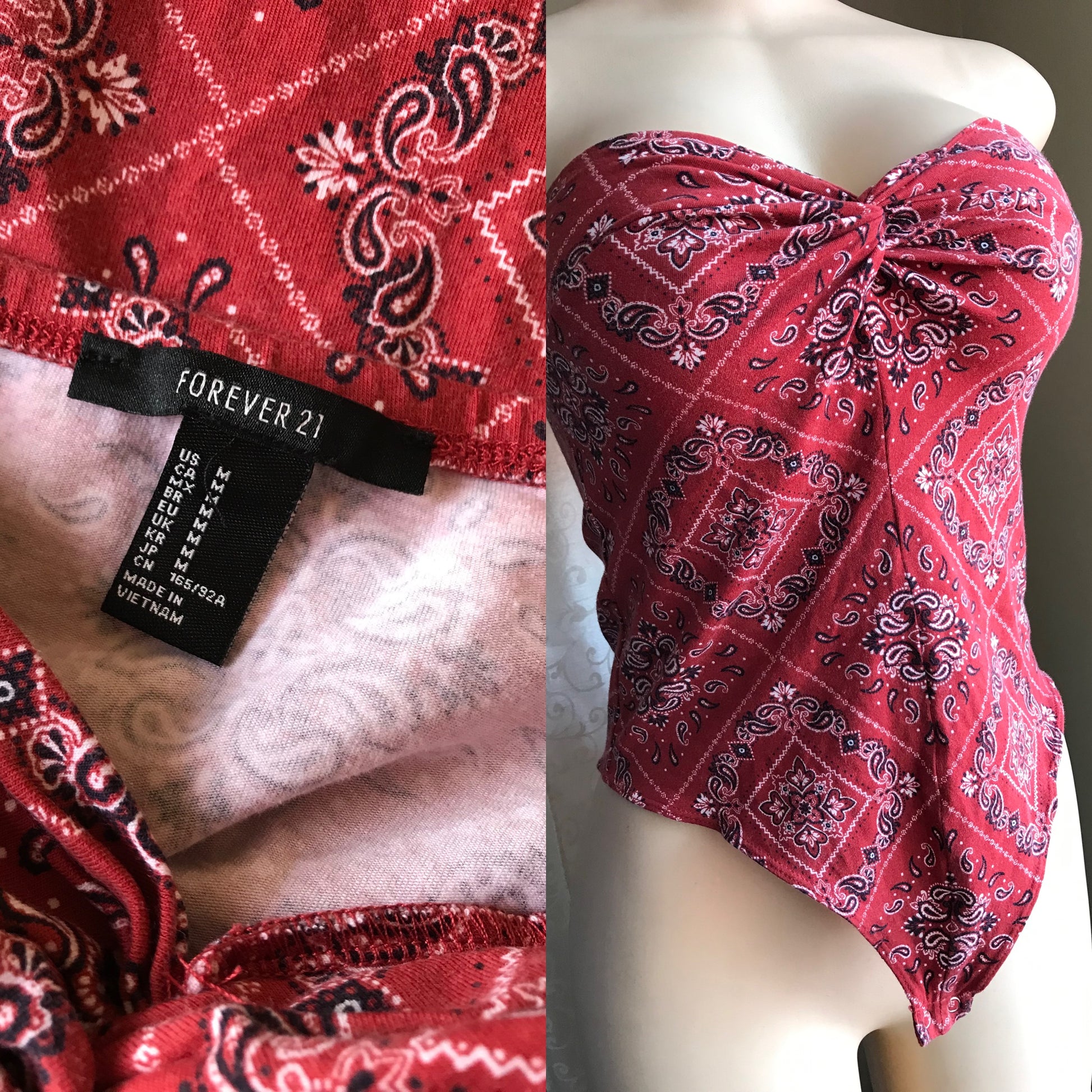 Forever 21 Sweetheart Bandana Strapless Bodysuit - m