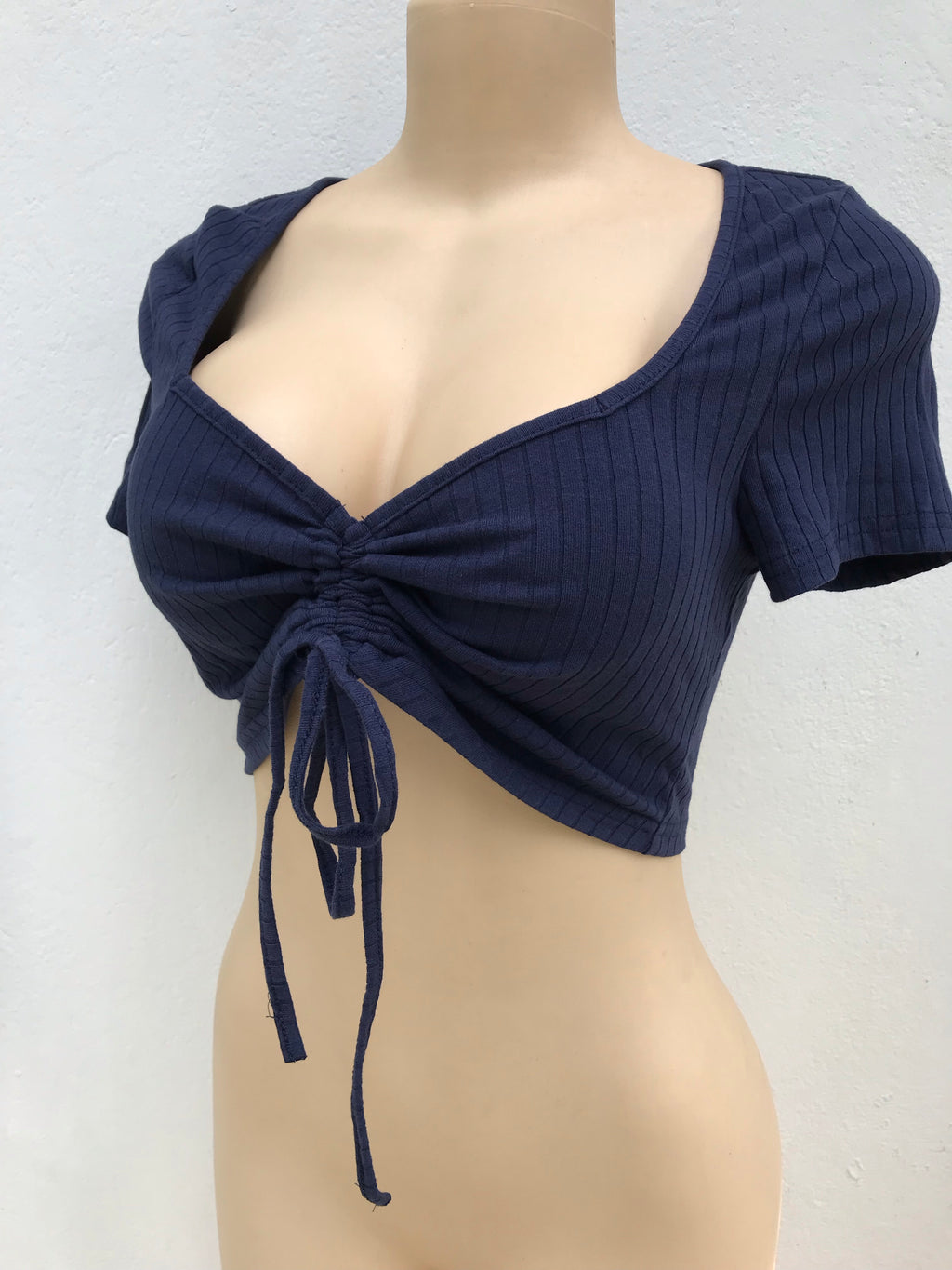 New Shein Navy Ribbed Crop Top