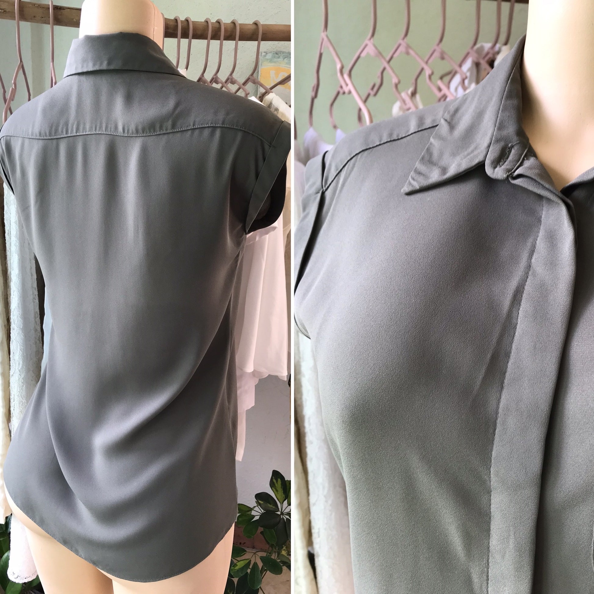 Atmosphere UK Army Green Conceal Button Sleeveless Blouse