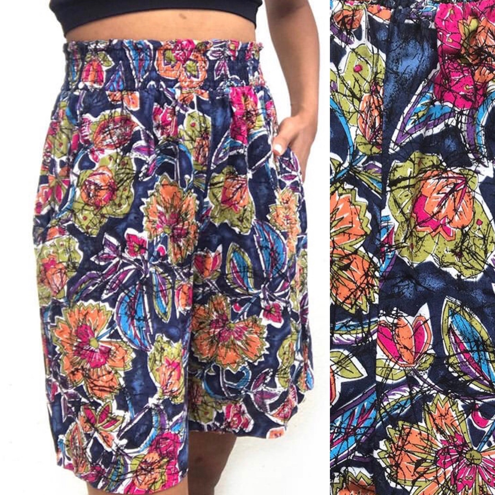 70s Vintage Easy Shorts Large Floral