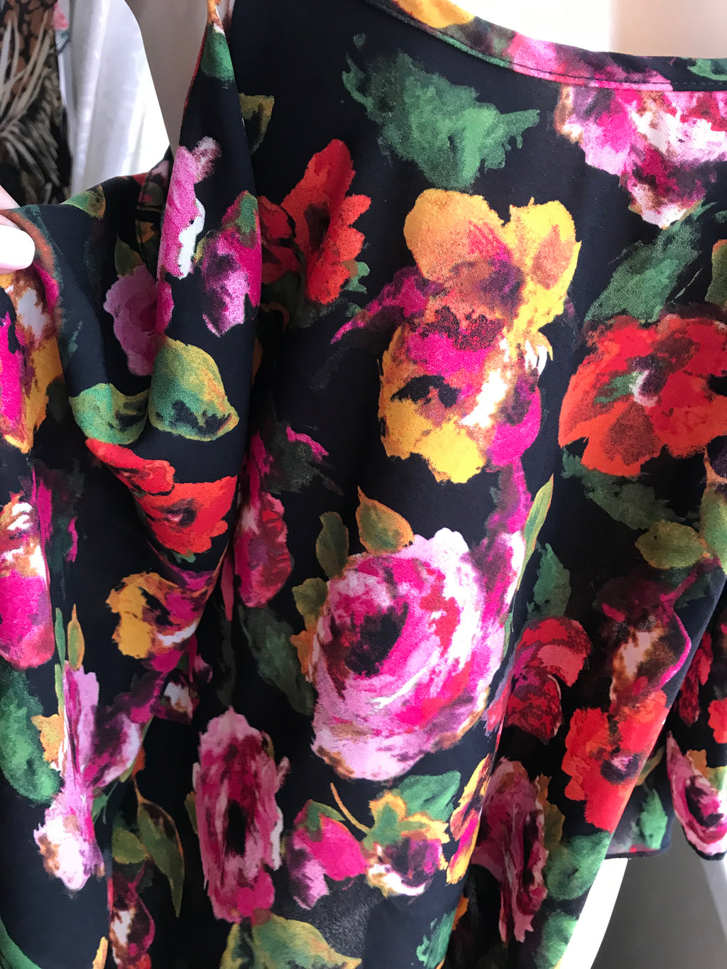 Black Floral Cold Shoulder Blouse