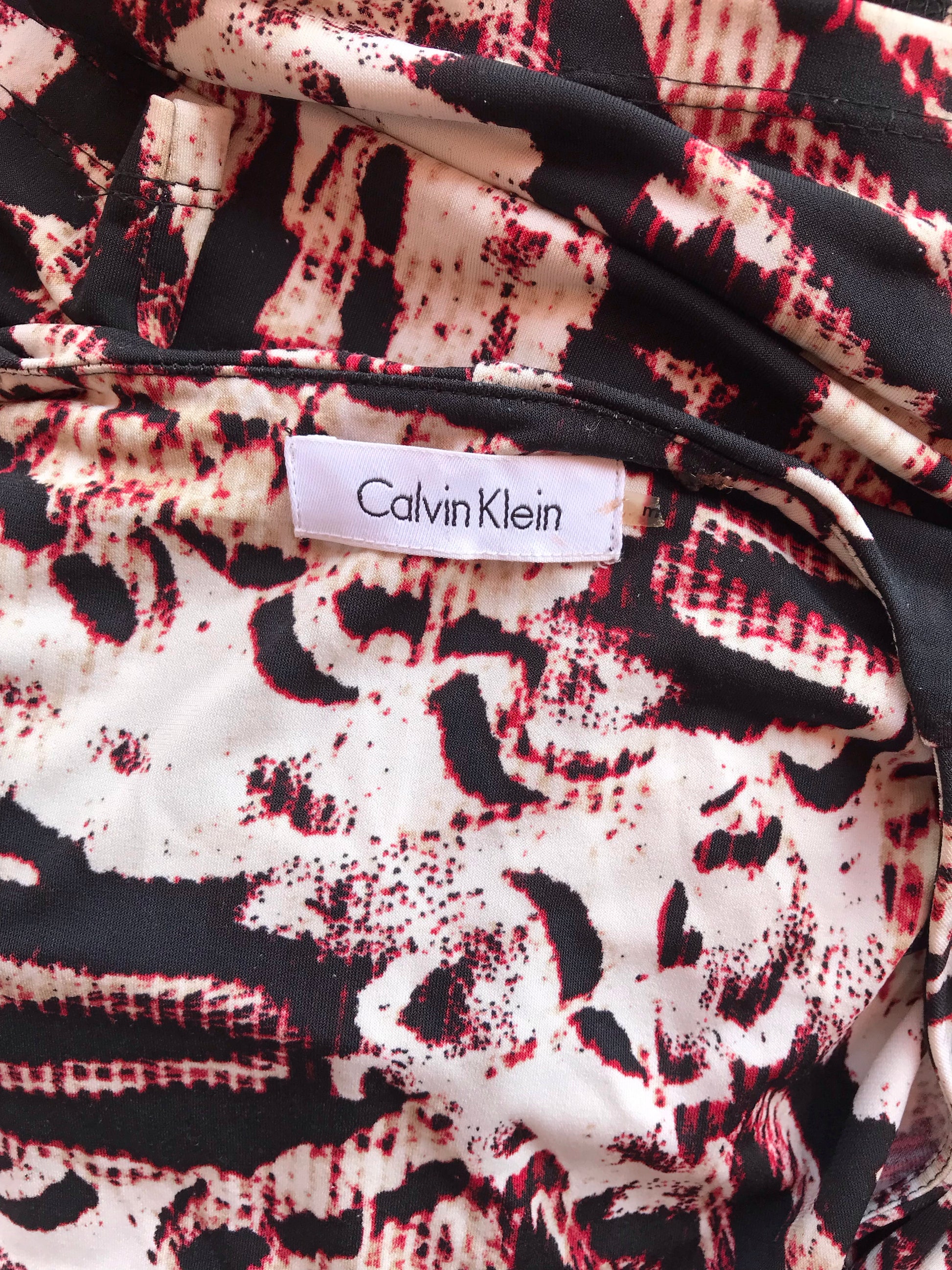 Calvin Klein Stretchy Print Blouse Gold Hardware