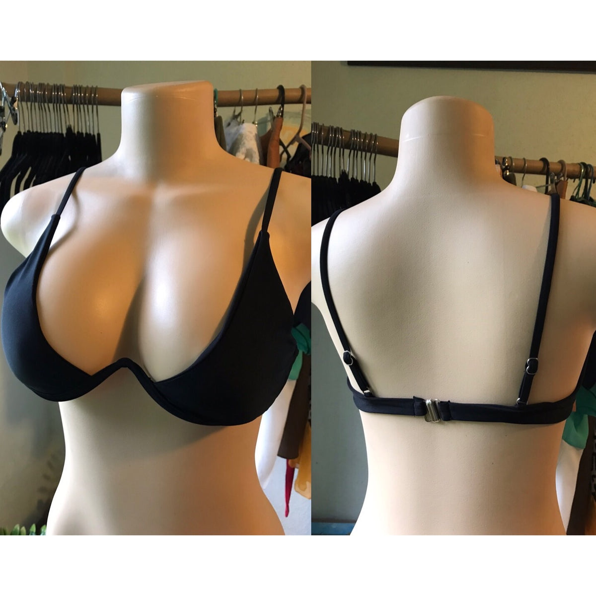 New Black Underwire Bikini Top Padded