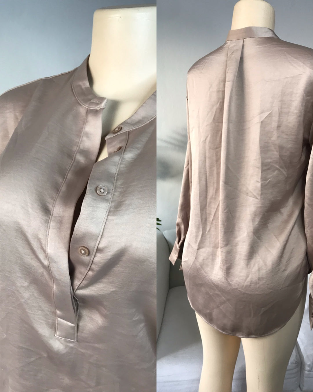 Banana Republic Champagne Silky Button Blouse.