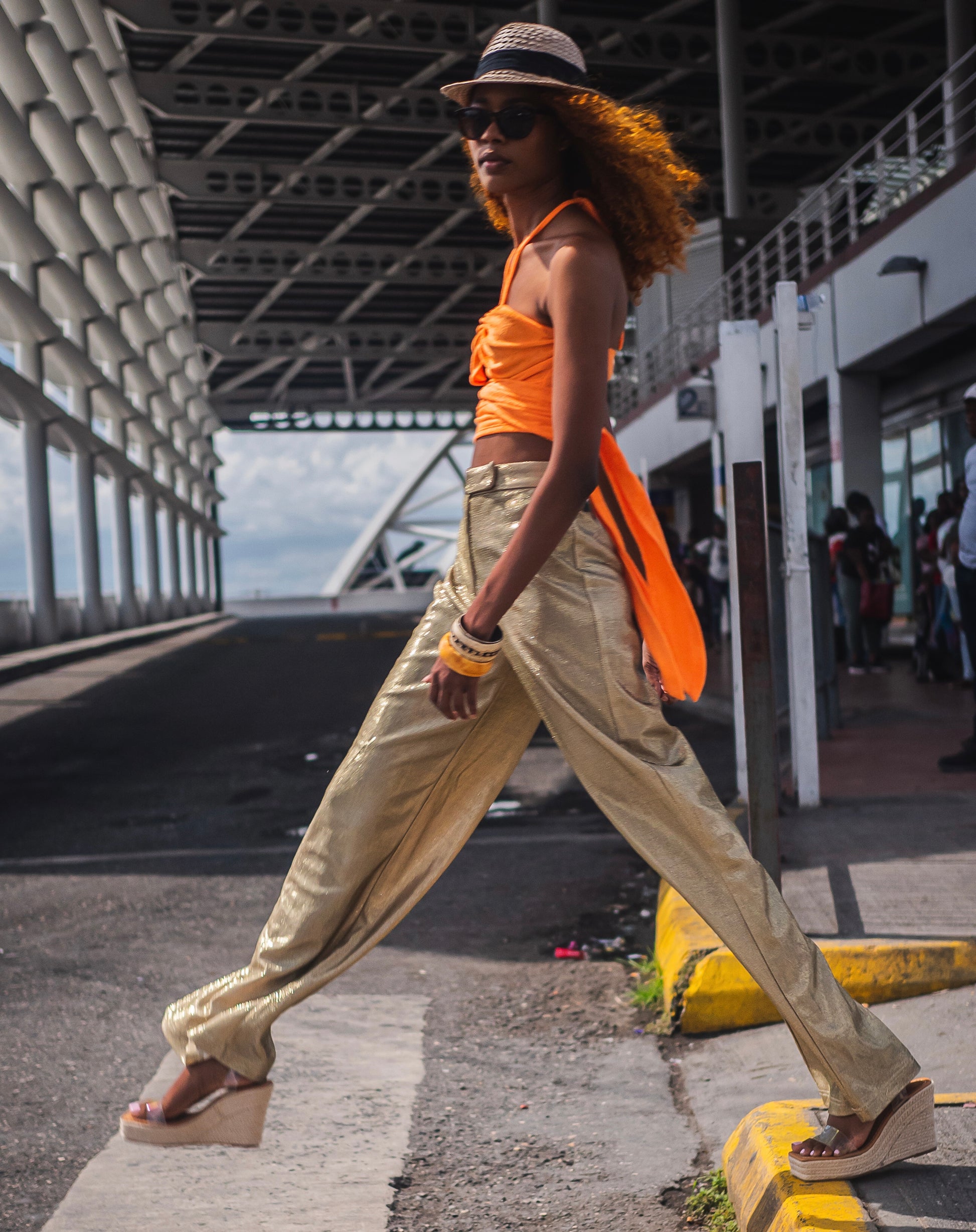 Statement Set Gold High Waist Palazzo Pants - S/M  / W27 :::