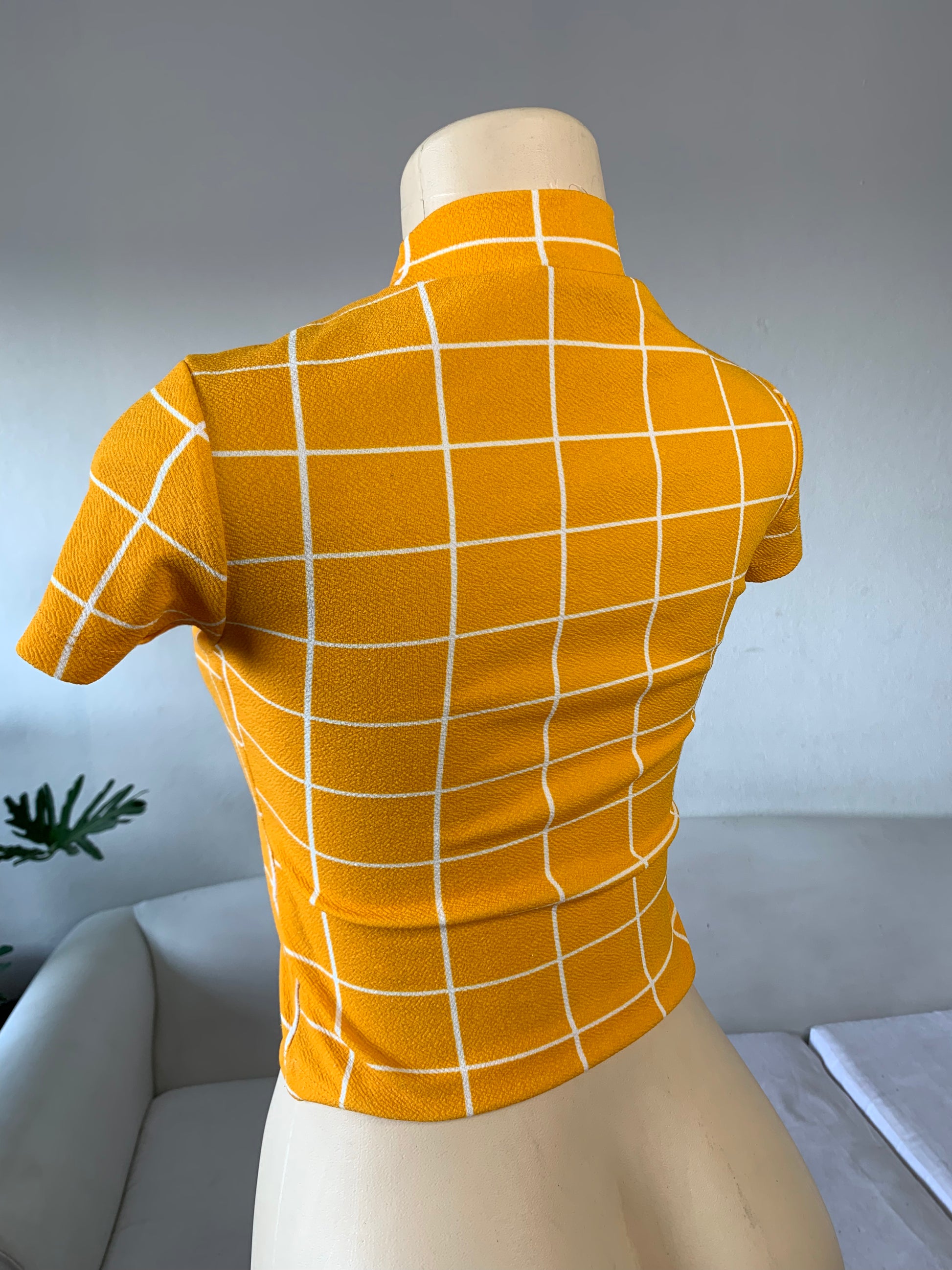 Shein Mustard Checker Crop Top - S