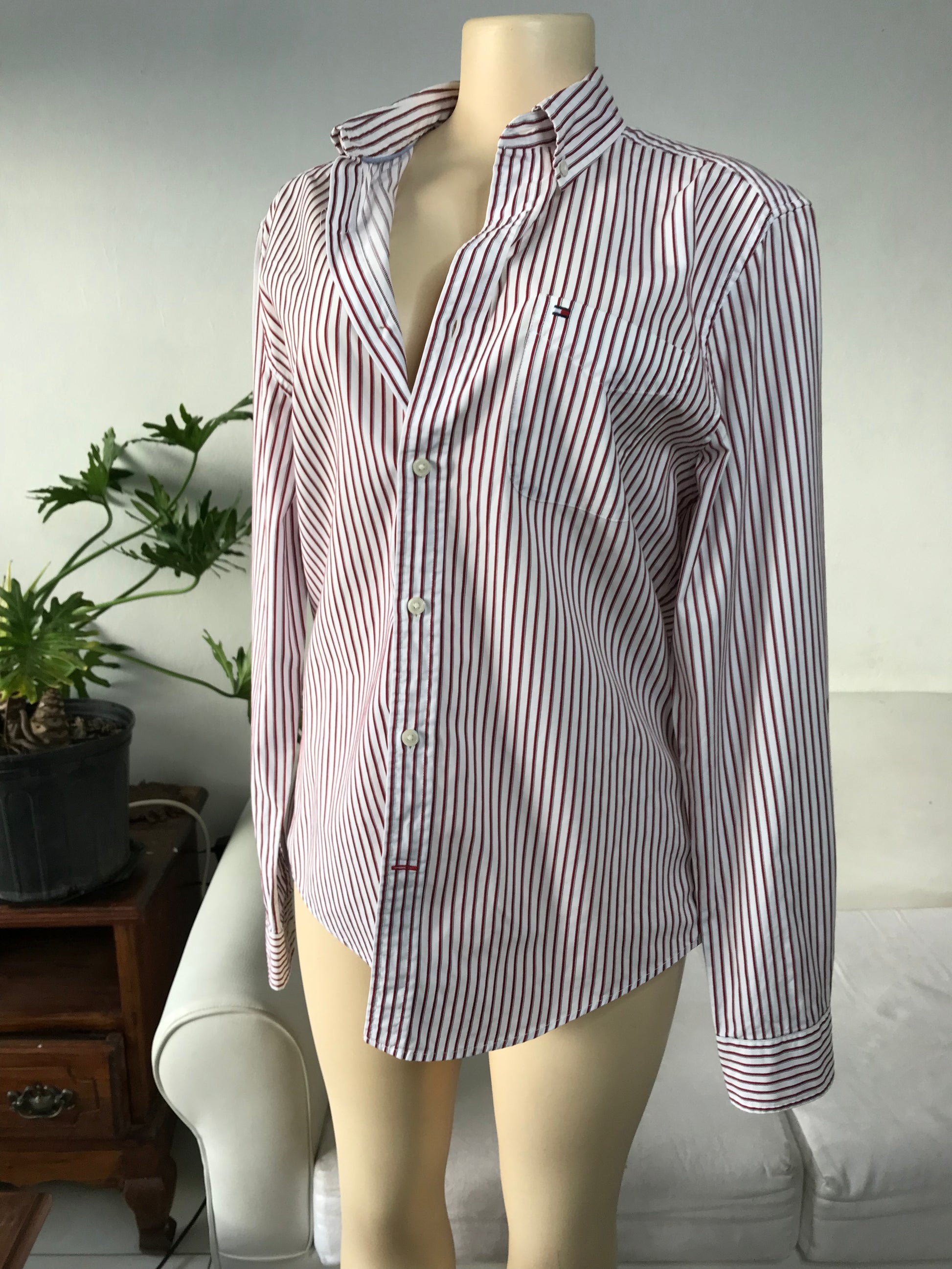 Tommy Hilfiger Men's Red Stripe 80s 2Ply Shirt | M