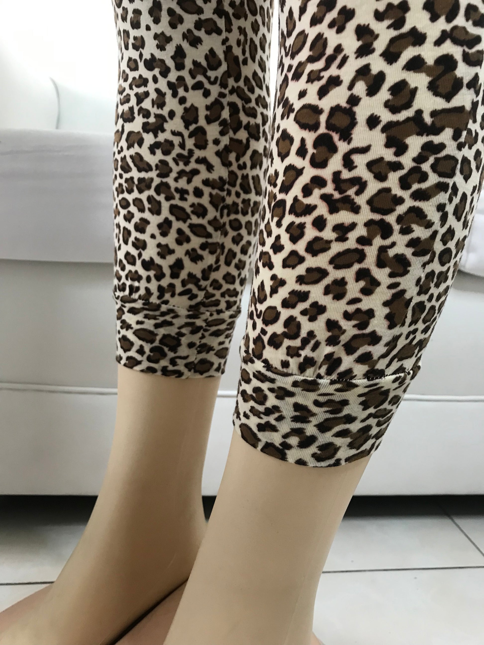 Cheetah Print Cuffed Jumpsuit Flower Detail - S ~~~